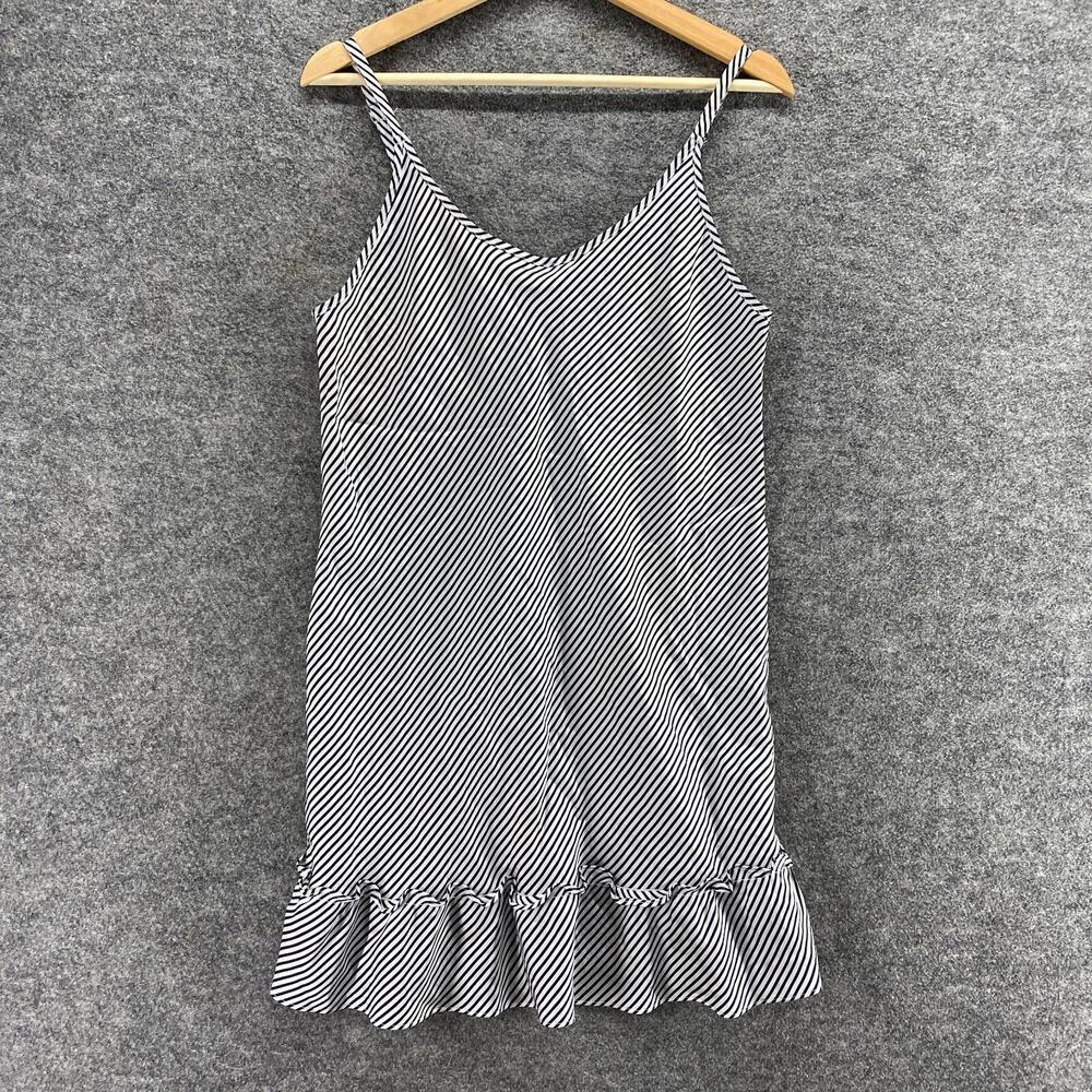 Morgan Taylor Nightgown Women M Medium Gray Striped Sleeveless Chemise